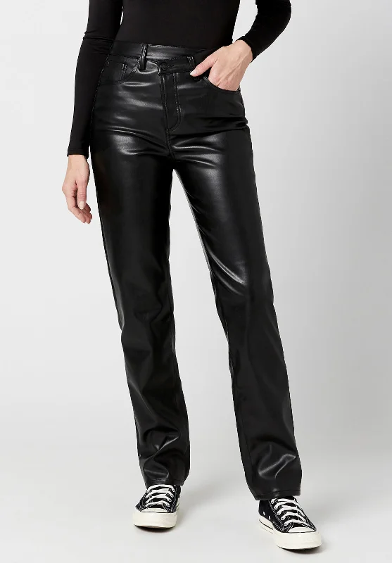 High Rise Jessie Women's Pleather Pants in Black - BL15851 Chic Black Leggings