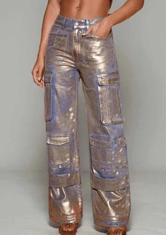 Metallic Gold Pants Stylish Harem Pants