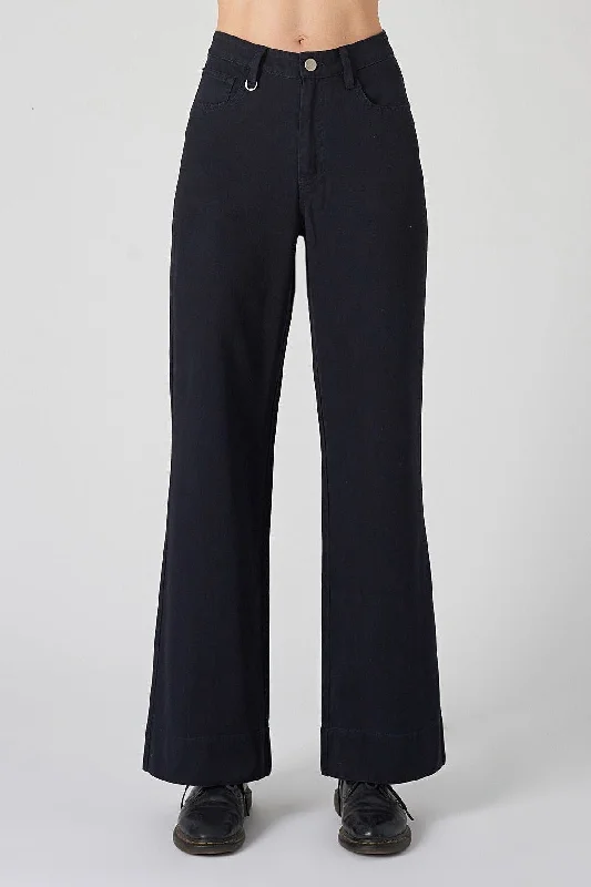 Neuw WOMENS MAGAZINE PANT - BLUE BLACK Trendy Wide-Legged Trousers