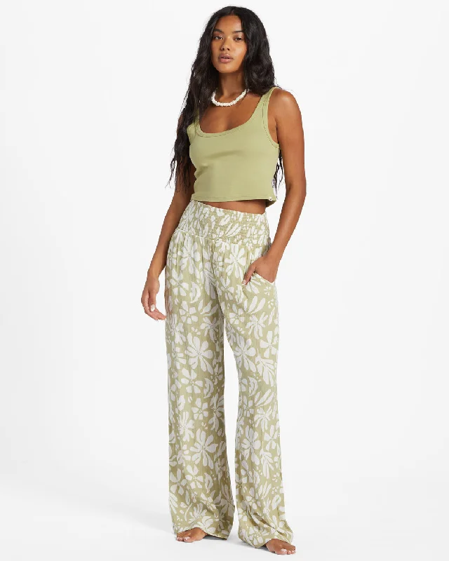 New Waves 2 Wide-Leg Pants - Avocado 2 Trendy High-Waist Trousers