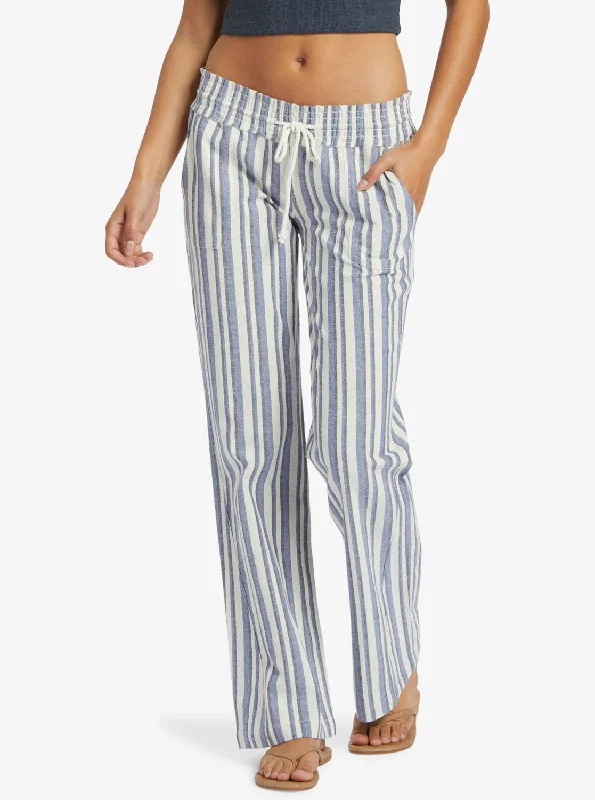 Oceanside Flared Pants - Bijou Silk Caye Stripe Formal Wide-Leg Pants