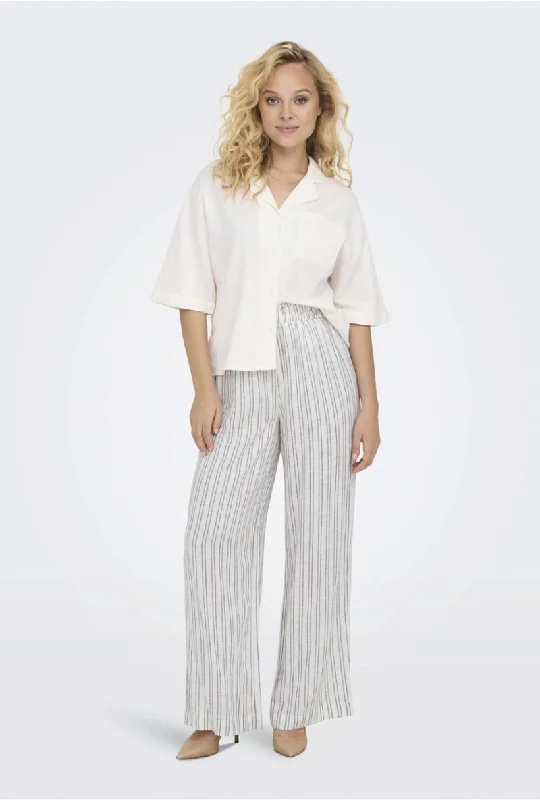 ONLY TOKYO STRIPE LINEN PANTS Relaxed Lounge Trousers