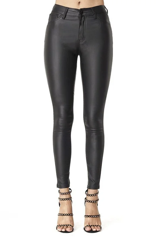 Panana Leather Ankle Skinny Pants In Black Soft Wool Pants