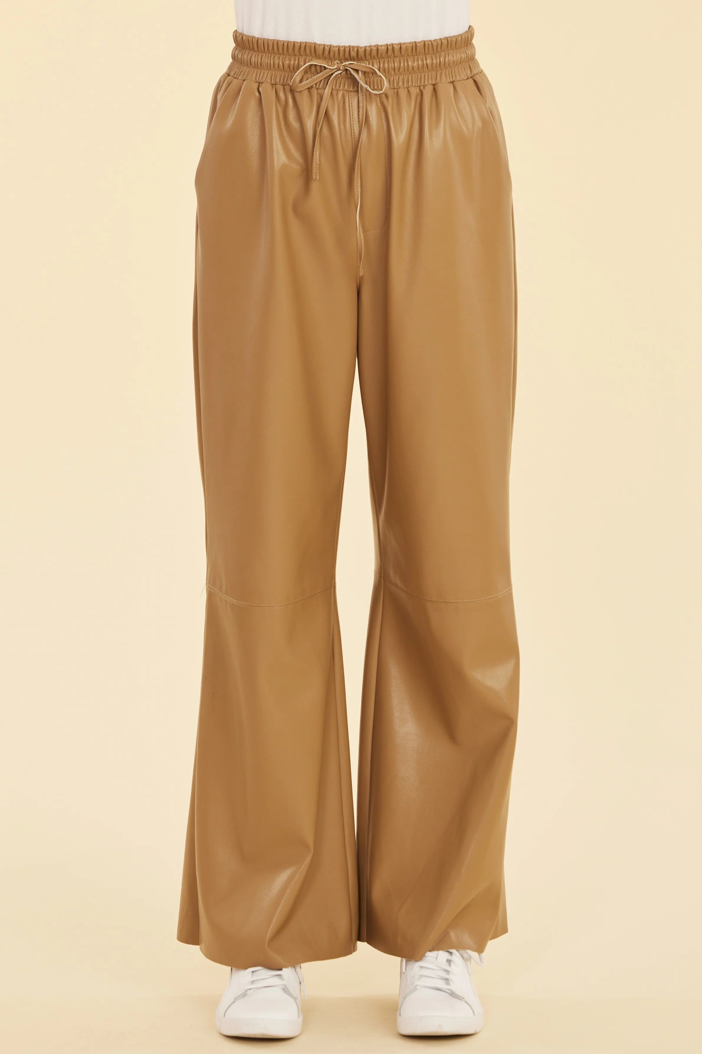 Dolce Cabo Faux Leather Drawstring Pant Relaxed Fit Trousers