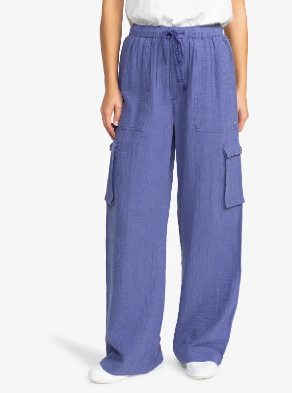 Precious Cargo Gauze High Waisted Pants - Marlin Formal Linen Trousers