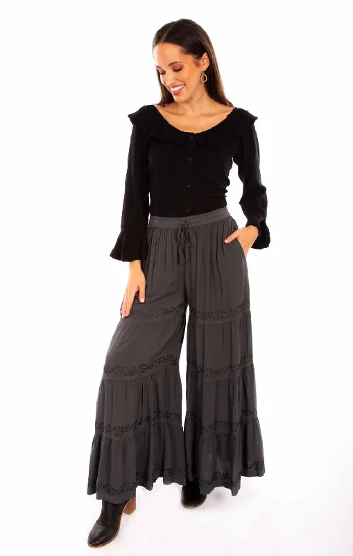 Scully Womens Gun Metal Rayon Palazzo Pants Casual Drawstring Pants