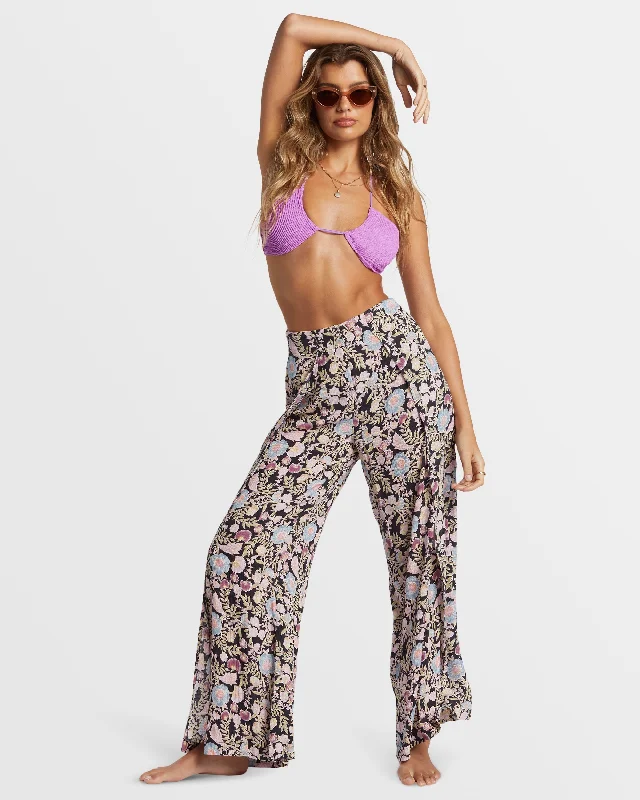 Split Spirit Floral Pants - Blackberry Comfortable Denim Leggings