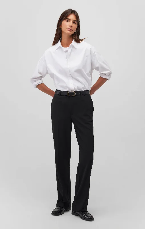 TAILORED STRAIGHT LEG PANTS IN BLACK Comfortable Wide-Leg Pants