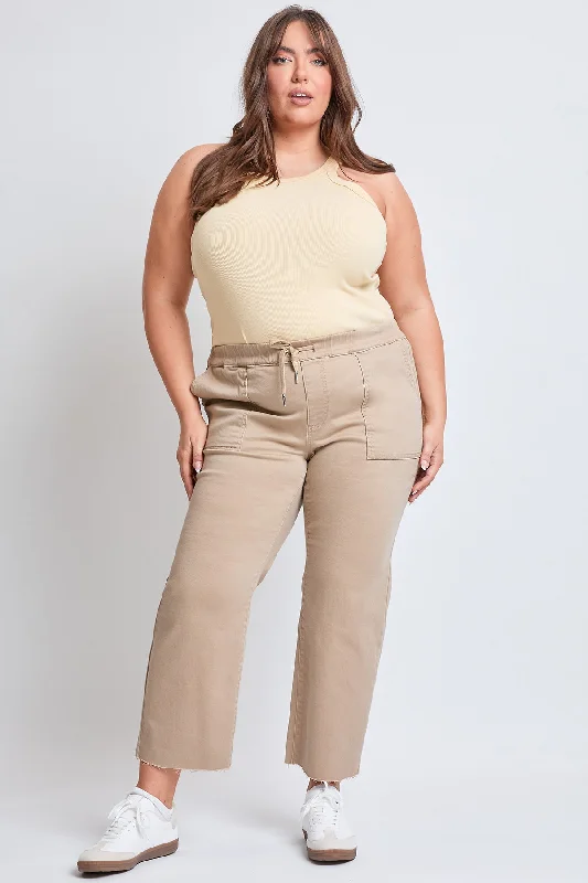 Women´s Plus High Rise Straight Leg Jogger Pant Elegant Palazzo Trousers