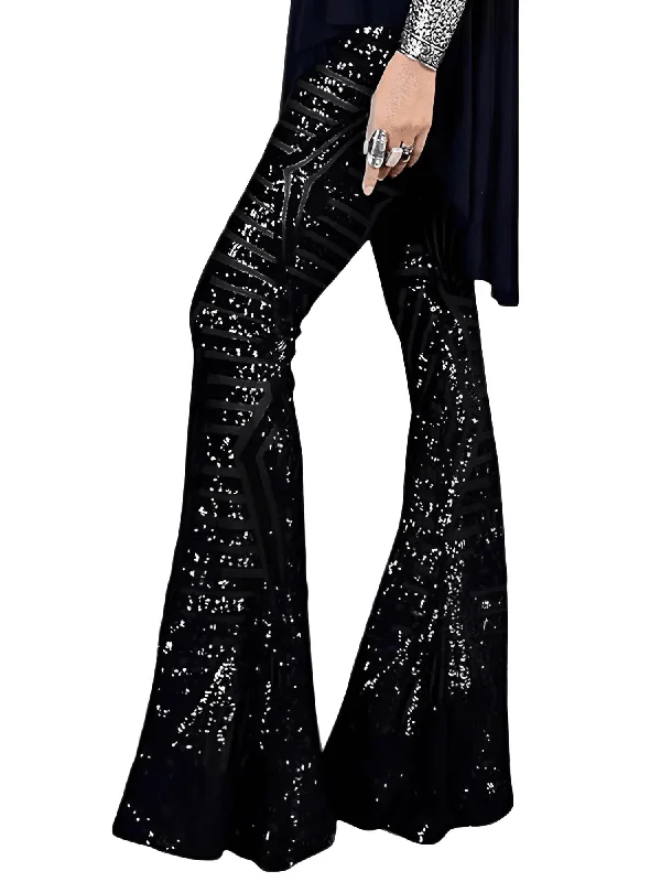 Women's Loose High Waist Wide Leg Sequin Pants Comfy Athletic Pants