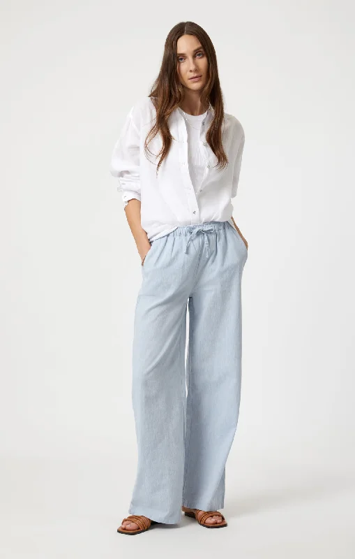 WOVEN LINEN PANTS IN KENTUCKY BLUE Cozy Fitted Pants