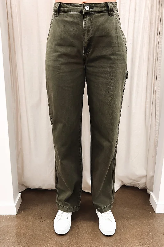 A Carrie Carpenter Jean Army Green Classic Slim Fit Jeans