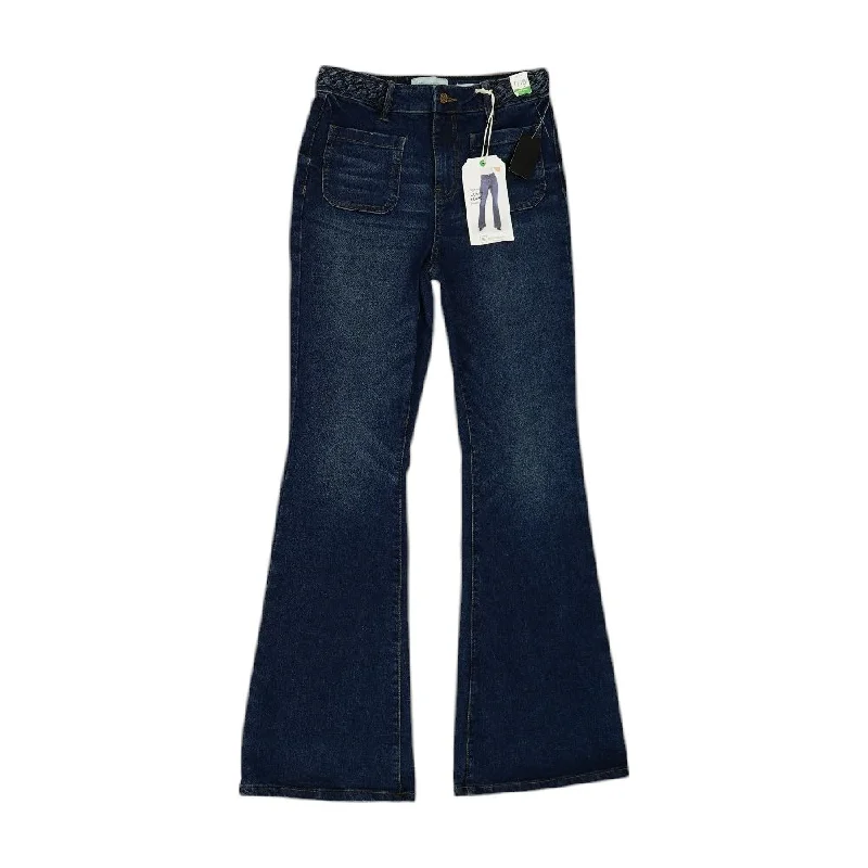 Blue Solid High Rise Bell Bottom Jeans Chic Faded Blue Jeans