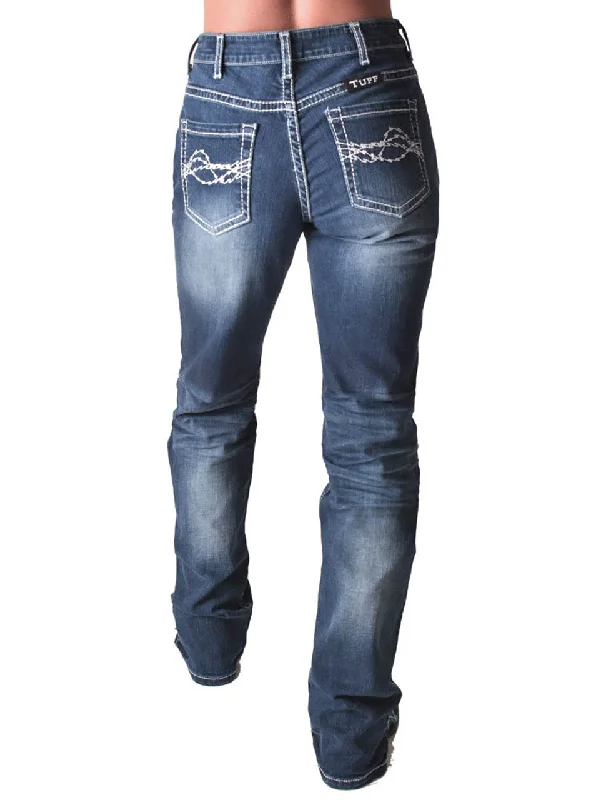 Cowgirl Tuff Edgy Natural Waist Jean - Edgy Natural Trendy Low-Rise Bootcut Jeans