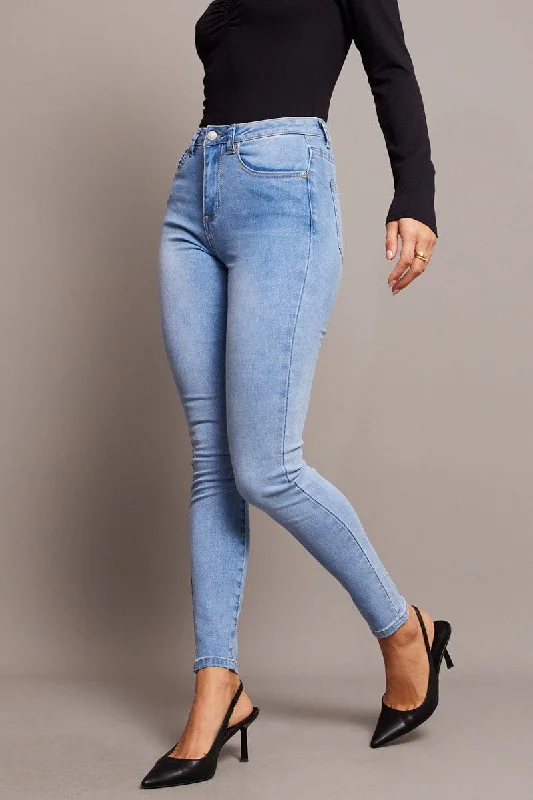 Denim Skinny Jean High Rise Casual Distressed Skinny Jeans