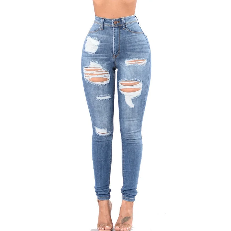 High Waist Women Jeans Fashionable Slim Fit Jeans