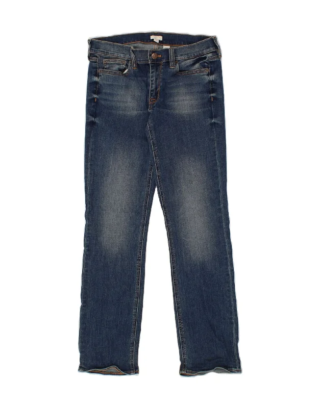 J. CREW Womens Stretch Straight Jeans W27 L30 Blue Cotton Casual High-Waisted Bootcut Jeans