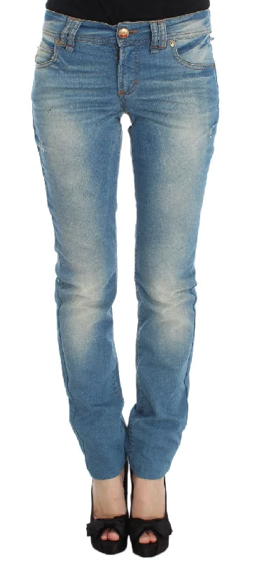 John Galliano Sleek Blue Slim Fit Designer Jeans Comfortable Low-Rise Jeans