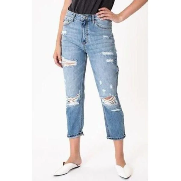 Kancan medium wash straight jeans Stylish High-Waisted Denim