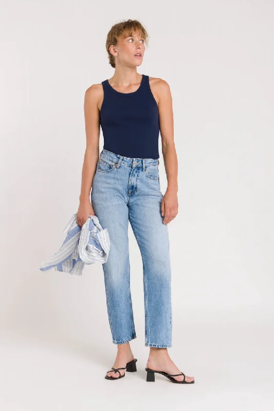 Caroline Cropped Jeans  Blue Reef Super Light Stylish Acid-Wash Jeans