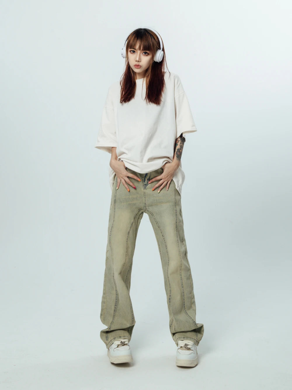 DressBetty - 2024 Korean Baggy Graphic Y2K Jeans Stylish High-Waist Skinny Denim