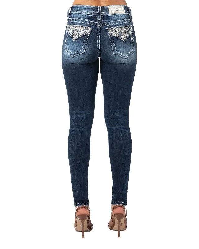 Women's Proud Paisley Skinny Jeans Comfortable Zip-Up Skinny Jeans