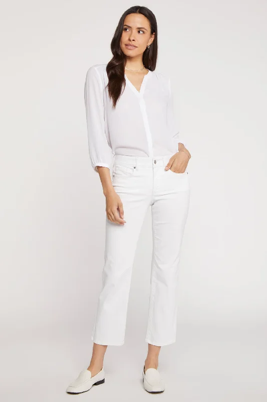 Marilyn Straight Ankle Jeans - Optic White Stylish High-Waist Jeans