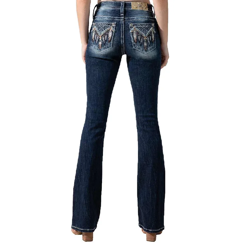 Miss Me Women's Aztec Glitz Bootcut Jeans Stylish Plus Size Denim Jeans