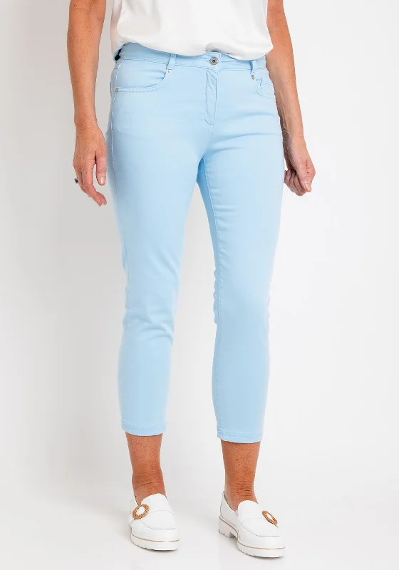 Robell Elena 09 Slim Leg Jeans, Sky Blue Chic Ripped Jeans