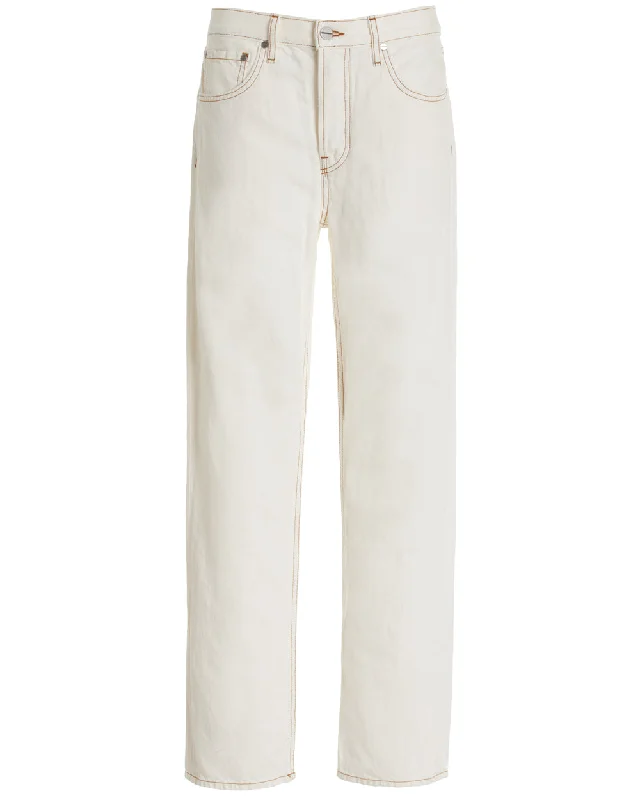 Pony Boy Jean in White Fashionable Cropped Denim Jeans