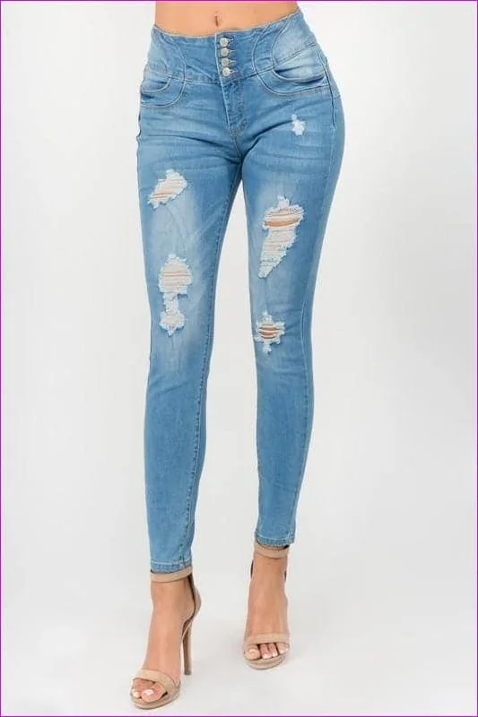 Ultra High Rise Ripped Jeans Chic Vintage-Inspired Denim Jeans