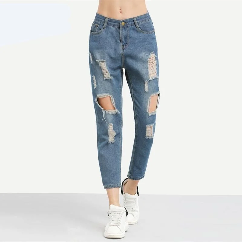 Woman High Waist Jeans Fashionable Bootcut Jeans