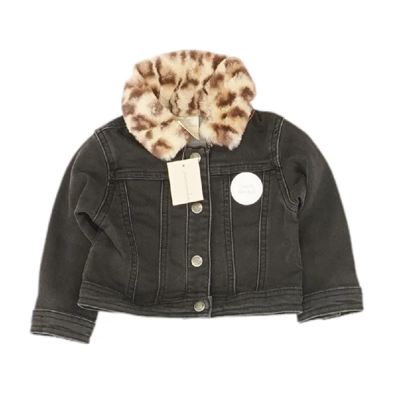 Black Solid Denim Jacket Hooded Jacket Caped Jacket Shawl Collar Jacket