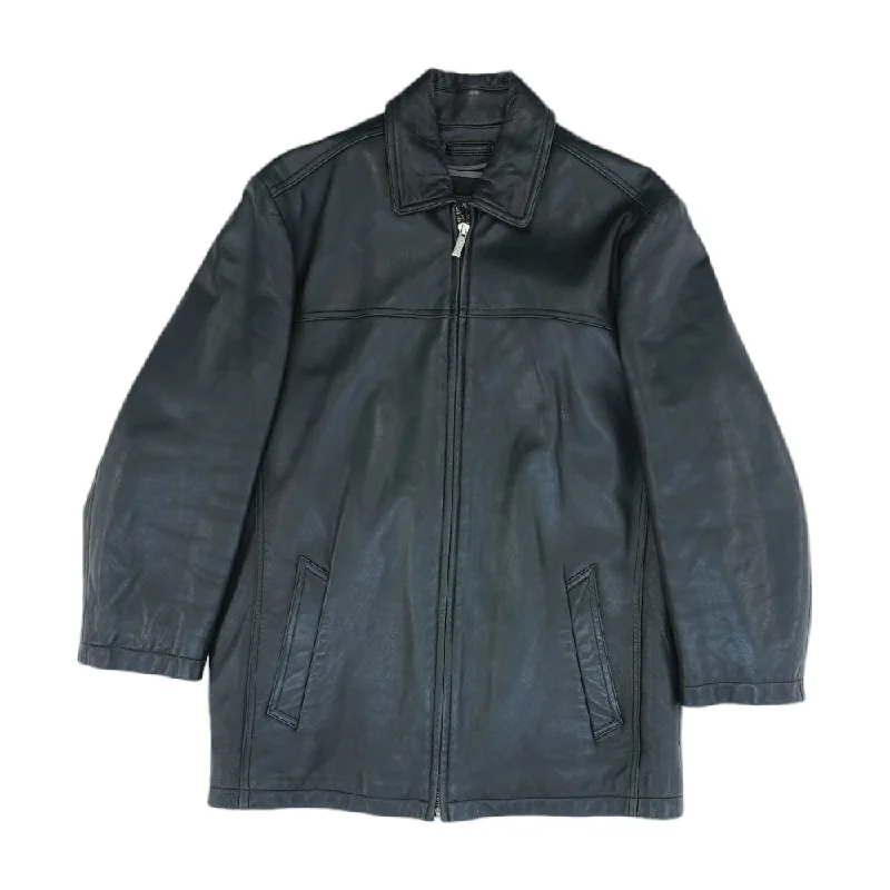 Black Solid Faux Leather Jacket Trench Coat Raincoat Waterproof Jacket