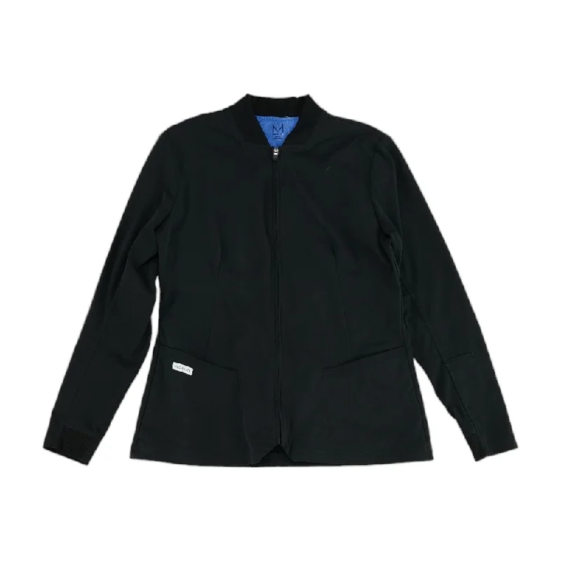 Black Solid Lightweight Jacket Front Pockets Side Pockets Patch Pockets