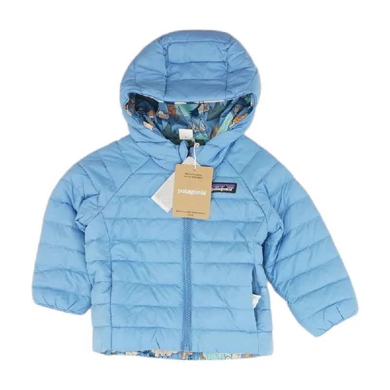 Blue Solid Puffer Jacket Trench Coat Raincoat Waterproof Jacket