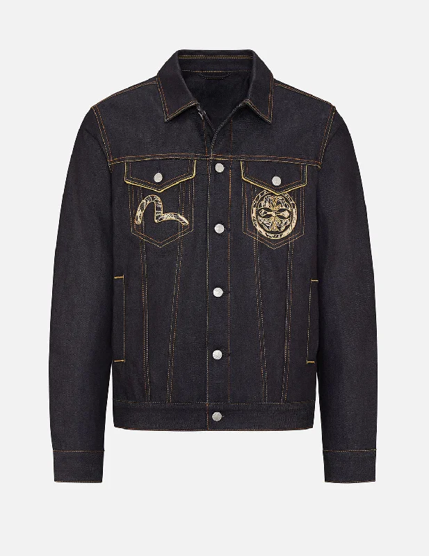 Brocade Daicock Appliqué Denim Jacket V-Neck Jacket Boat Neck Jacket Square Neck Jacket