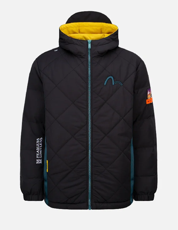 Contrast Webbing Strap Quilted Down Jacket Jacket Blazer Coat
