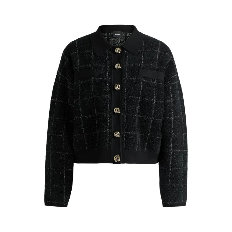 Cropped jacket in sparkle tweed with feature buttons Print Jacket Jacquard Jacket Embroidered Jacket