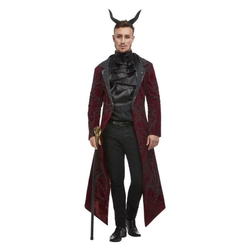 Deluxe Devil Costume Mens Red Jacket Rayon Fabric Velvet Fabric Corduroy Fabric