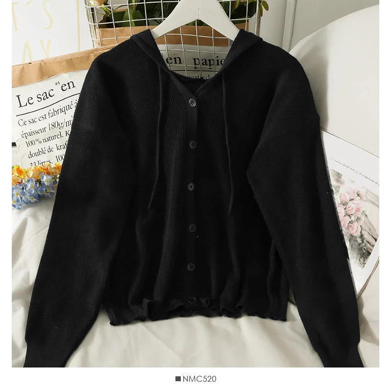 Drawstring hooded slim Sweater Jacket Women  1791 Denim Jacket Leather Jacket Suede Jacket