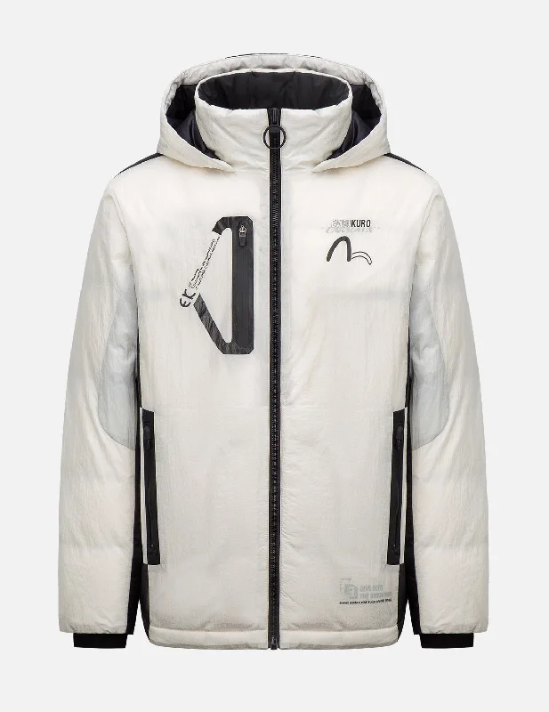Glow In The Dark Tape Down Jacket Hooded Jacket Caped Jacket Shawl Collar Jacket