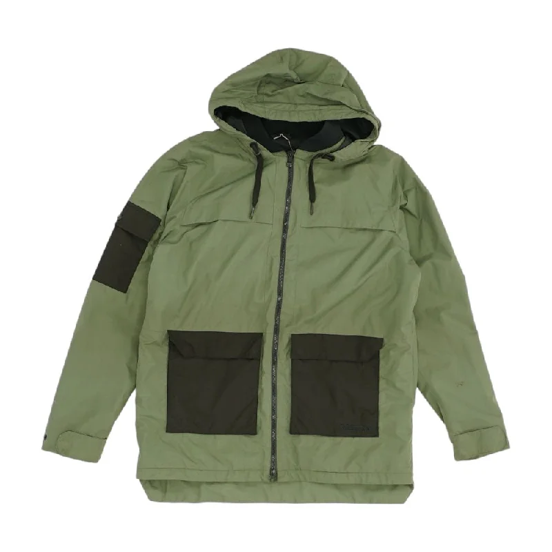 Green Solid Active Jacket Welt Pockets Slit Pockets Flap Pockets