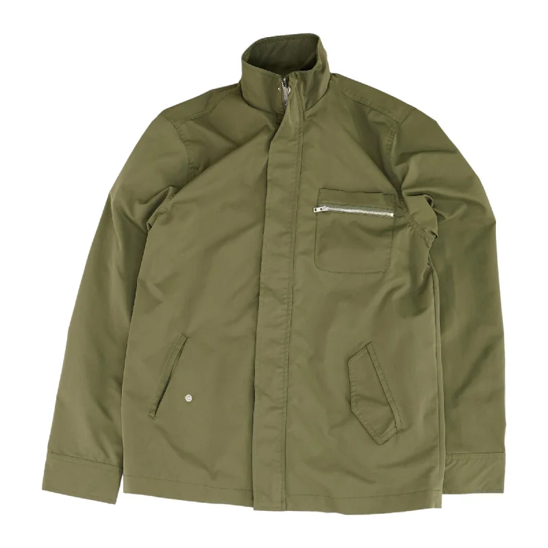 Green Solid Jacket Denim Fabric Leather Fabric Suede Fabric