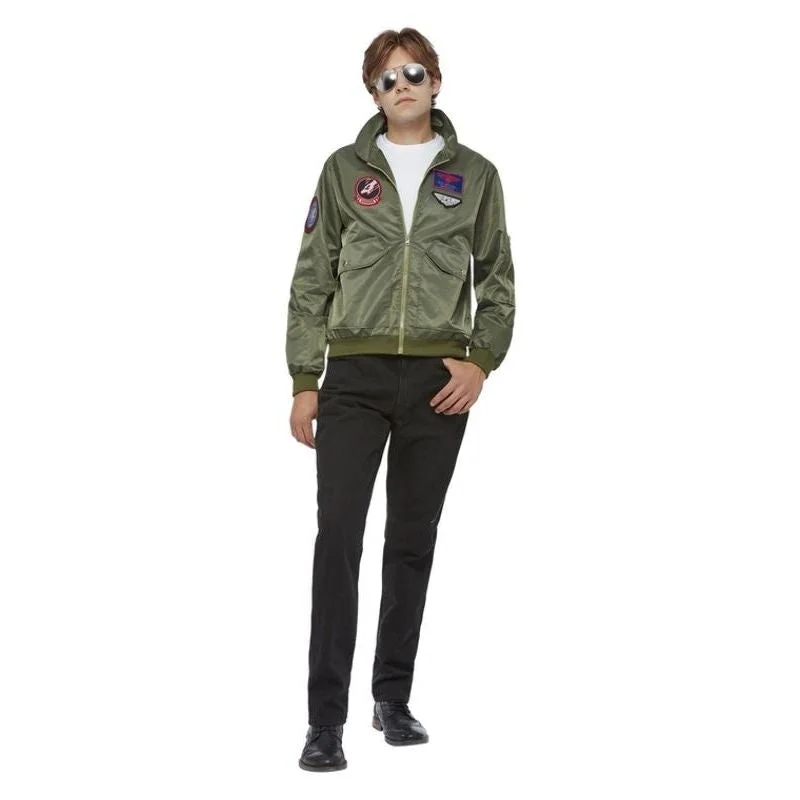 Top Gun Maverick Bomber Jacket Green Stand-Up Collar Roll-Neck Collar Turtle Neck