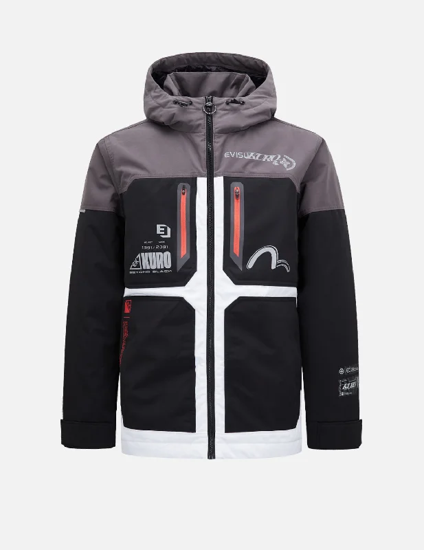 "K" Print Tri-color Padded Sport Jacket Print Jacket Jacquard Jacket Patchwork Jacket