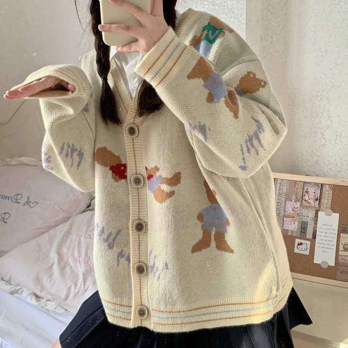Lazy sweater, new, vintage, cartoon cardigan jacket  1396 Front Pockets Side Pockets Patch Pockets
