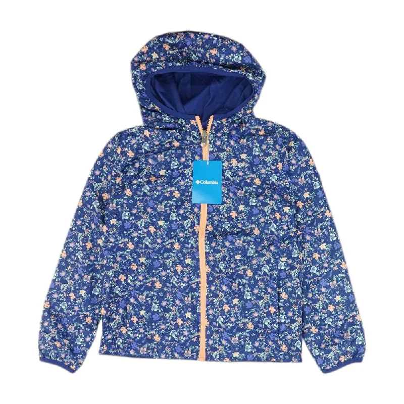 Navy Floral Lightweight Jacket Notch Collar Peter Pan Collar Cowl Neck