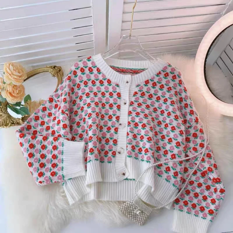 Preppy style, versatile short sweater jacket, cardigan knit top  1452 Herringbone Jacket Checkered Jacket Solid Jacket