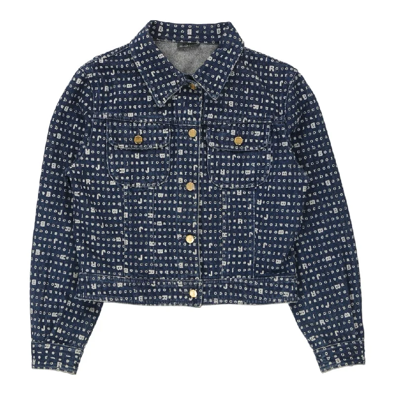 Roccobarocco Cropped Denim Jacket - Small Blue Cotton Embroidered Jacket Appliqued Jacket Beaded Jacket